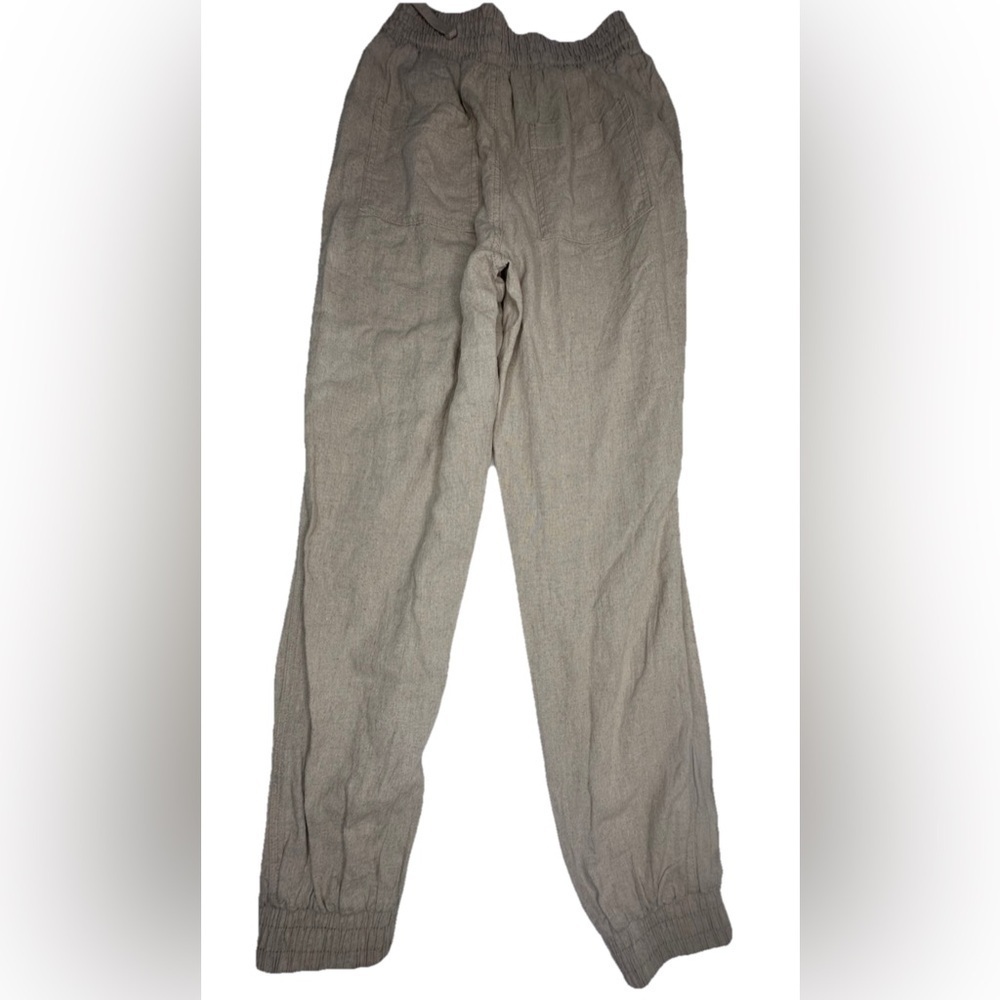 A NEW DAY Women Large High-Rise Ankle Joggers Linen Rayon Tan Pockets Size XS - Picture 3 of 9